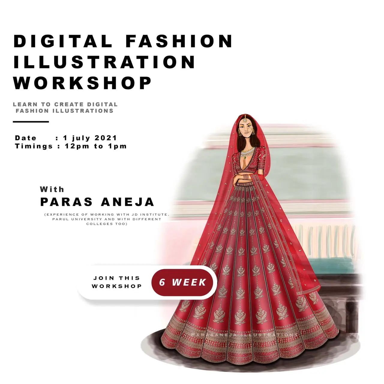6 Week Digital Fashion Illustration Workshop A